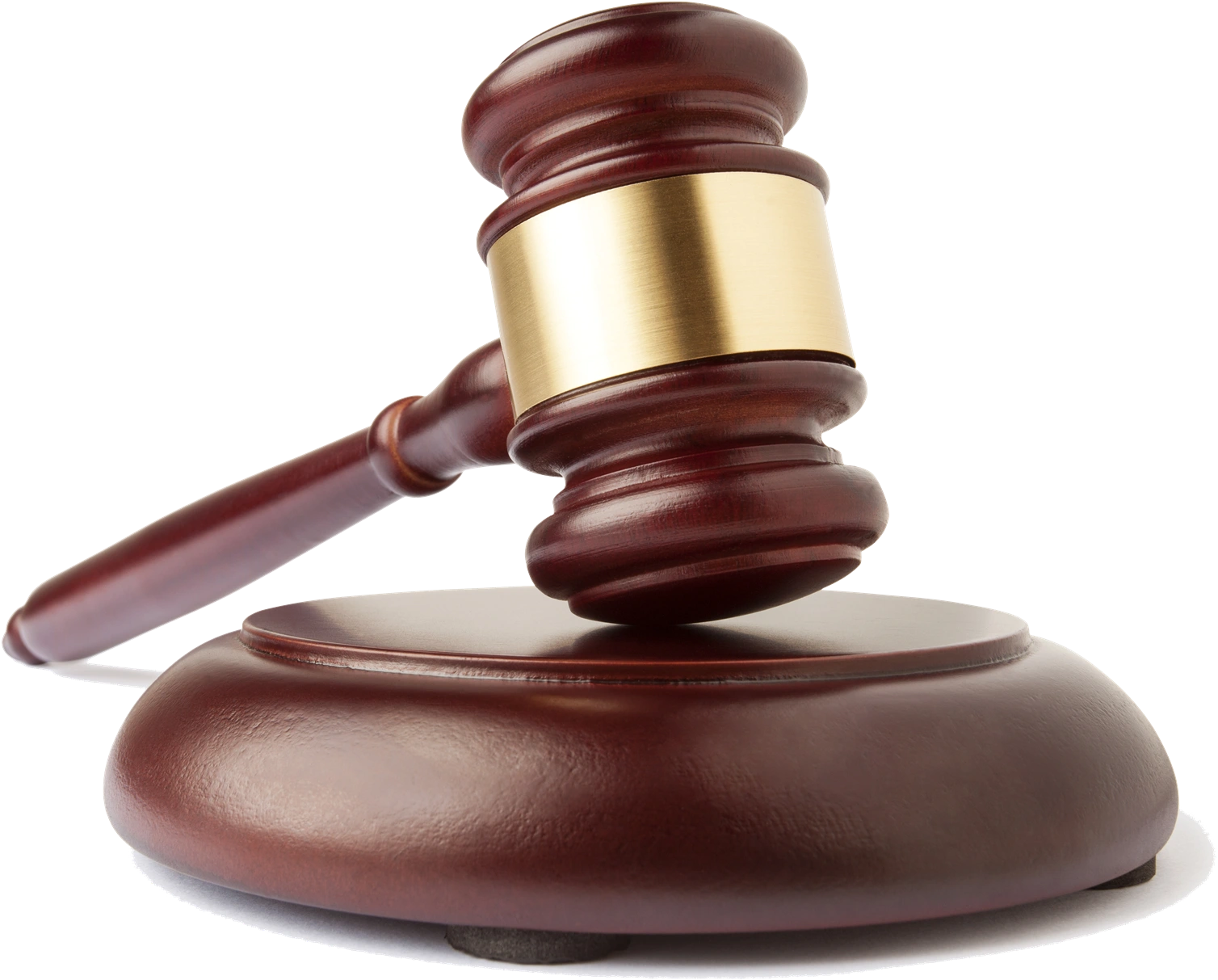 A judge's gavel and sounding block represent fair hearings and the rule of law.