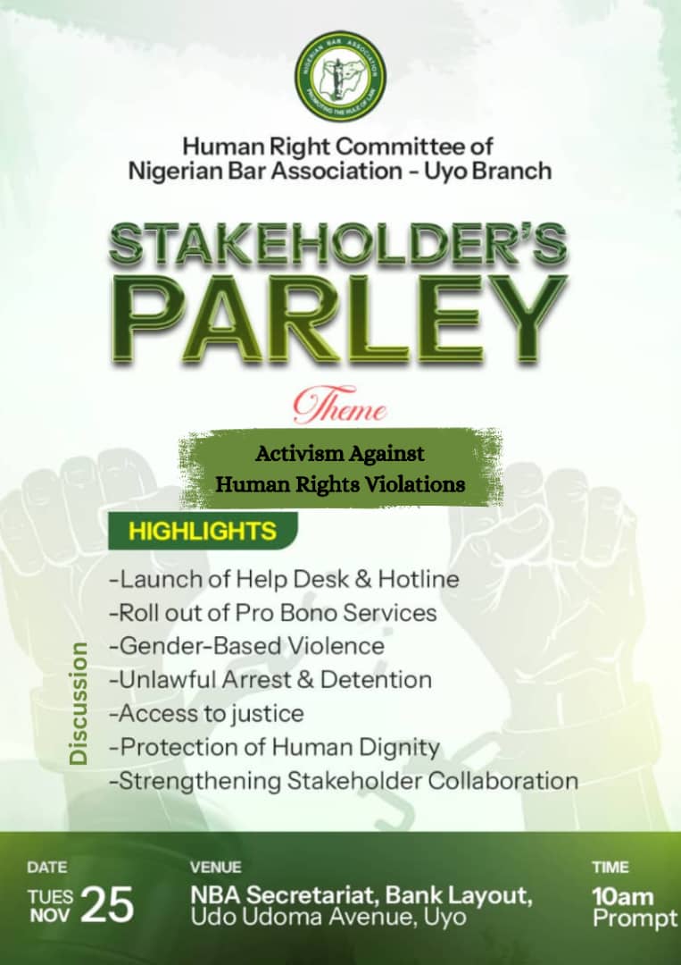 Group photo from the NBA Uyo Human Rights Committee Stakeholders’ Parley
