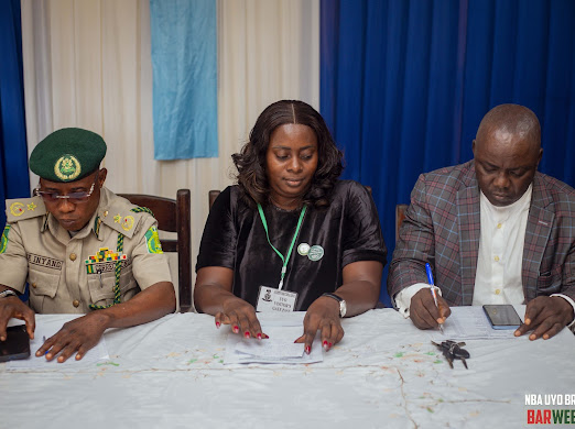 NBA Uyo Branch prison outreach team at the correctional facility